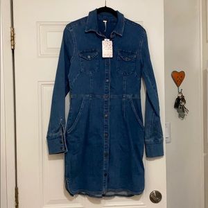 Free People Button Up Denim Dress
